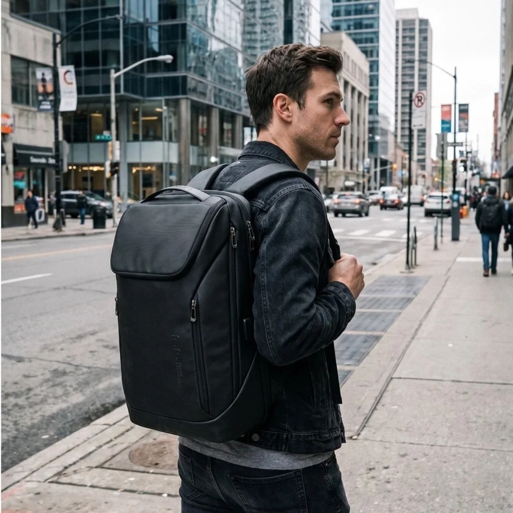 BANGE Waterproof Business Travel Backpack Black Laptop Carry-On Bag